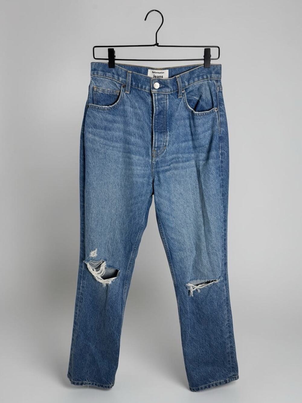 Reformation Cynthia High Rise Straight Shasta Destroyed Ripped Jeans 29